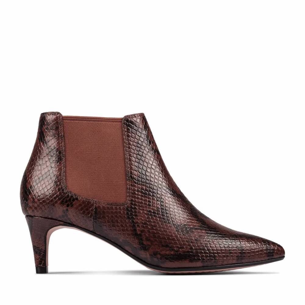 NEW CLARKS women's laina 55 boot 2 ankle boots in dark tan snake